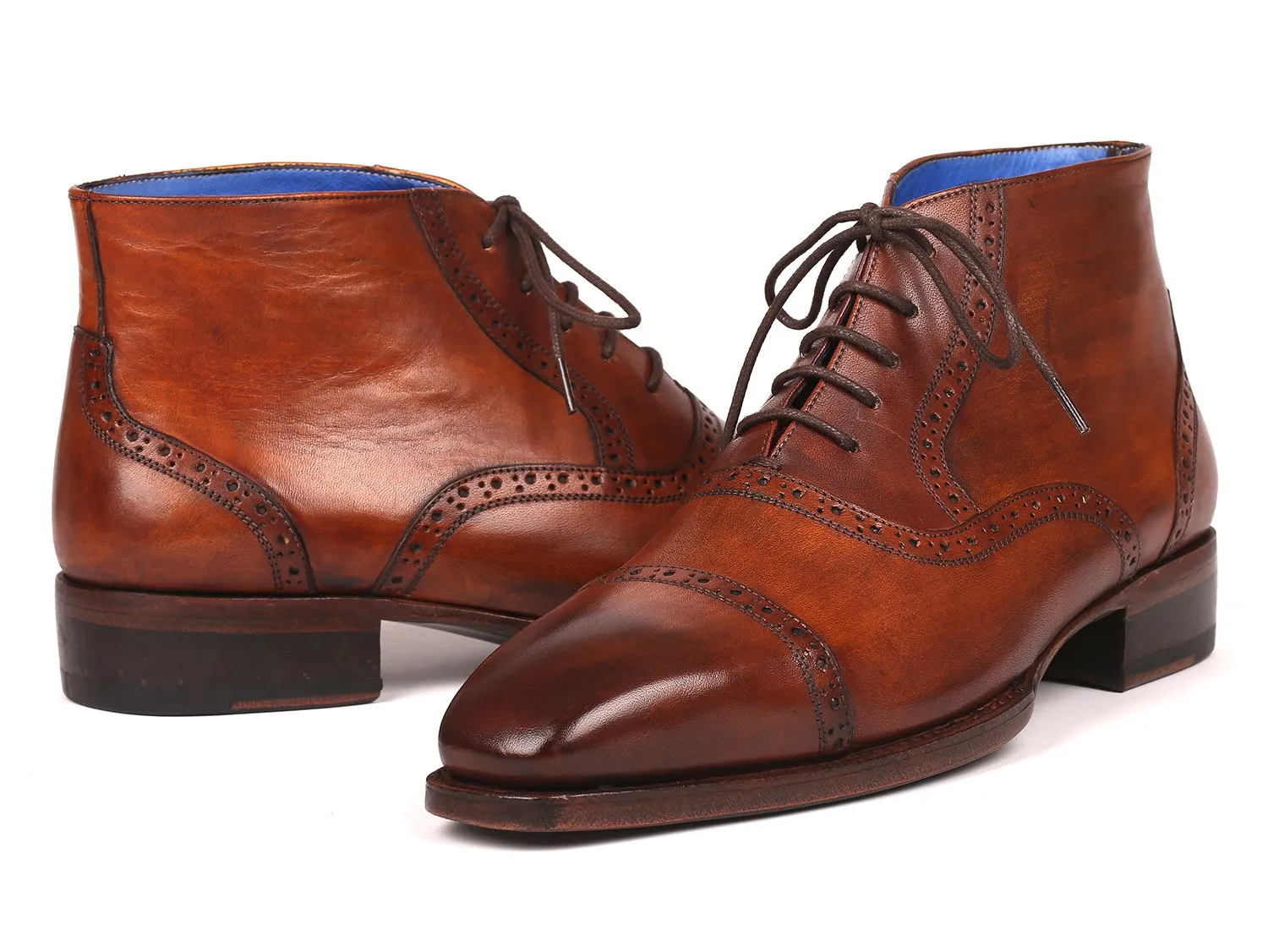 Paul Parkman Men's Cap Toe Ankle Boots in Antique Brown