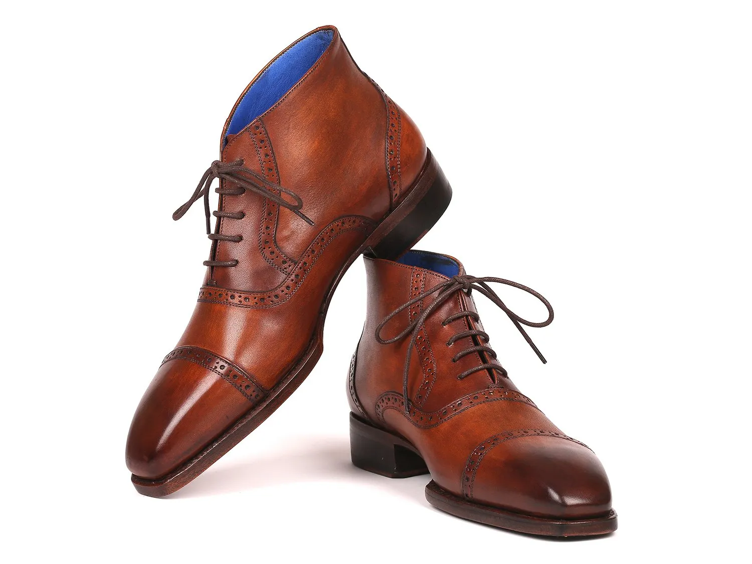 Paul Parkman Men's Cap Toe Ankle Boots in Antique Brown