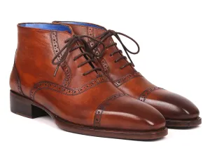 Paul Parkman Men's Cap Toe Ankle Boots in Antique Brown