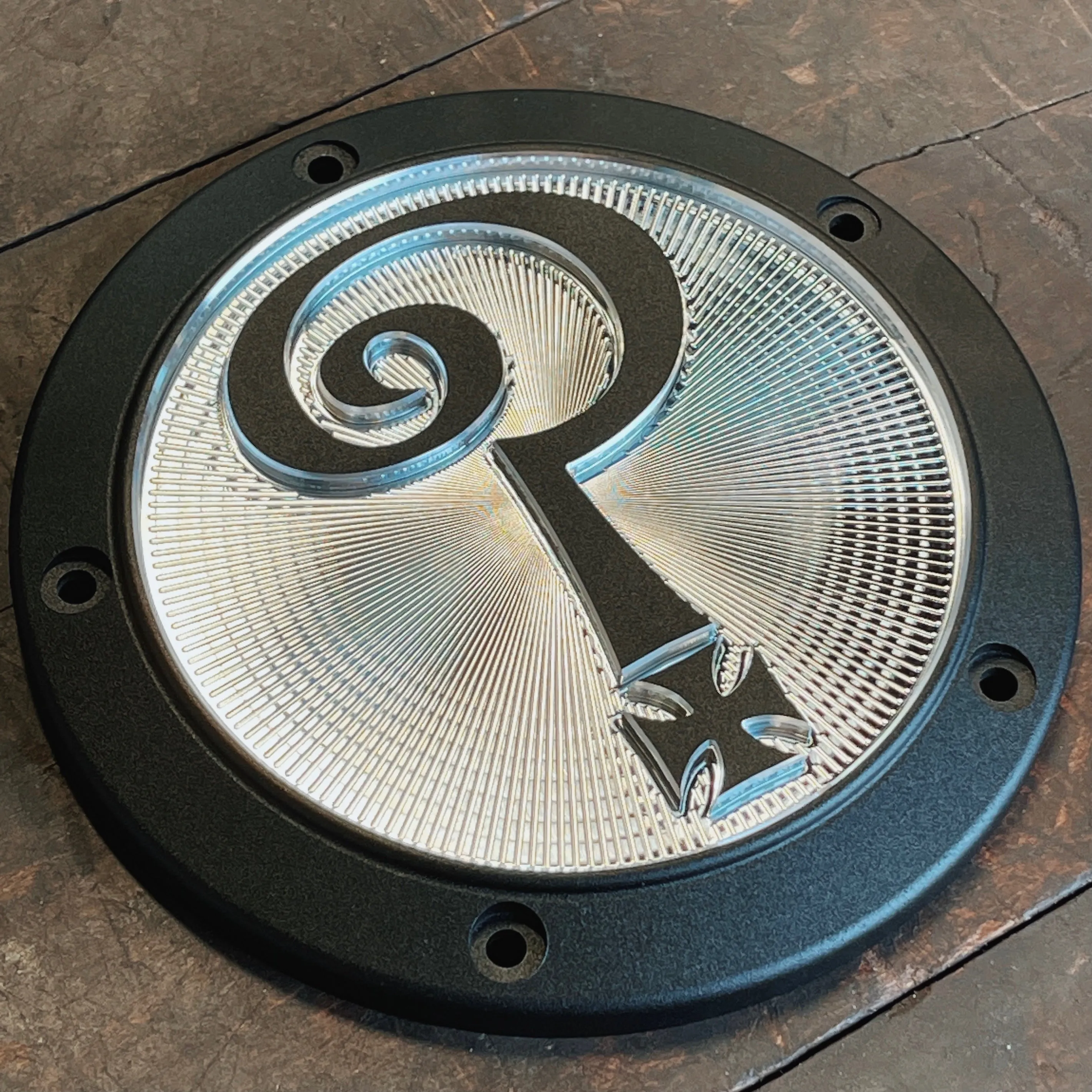 Question Mark M8 Softail Derby Cover - Matte Black   Aluminum