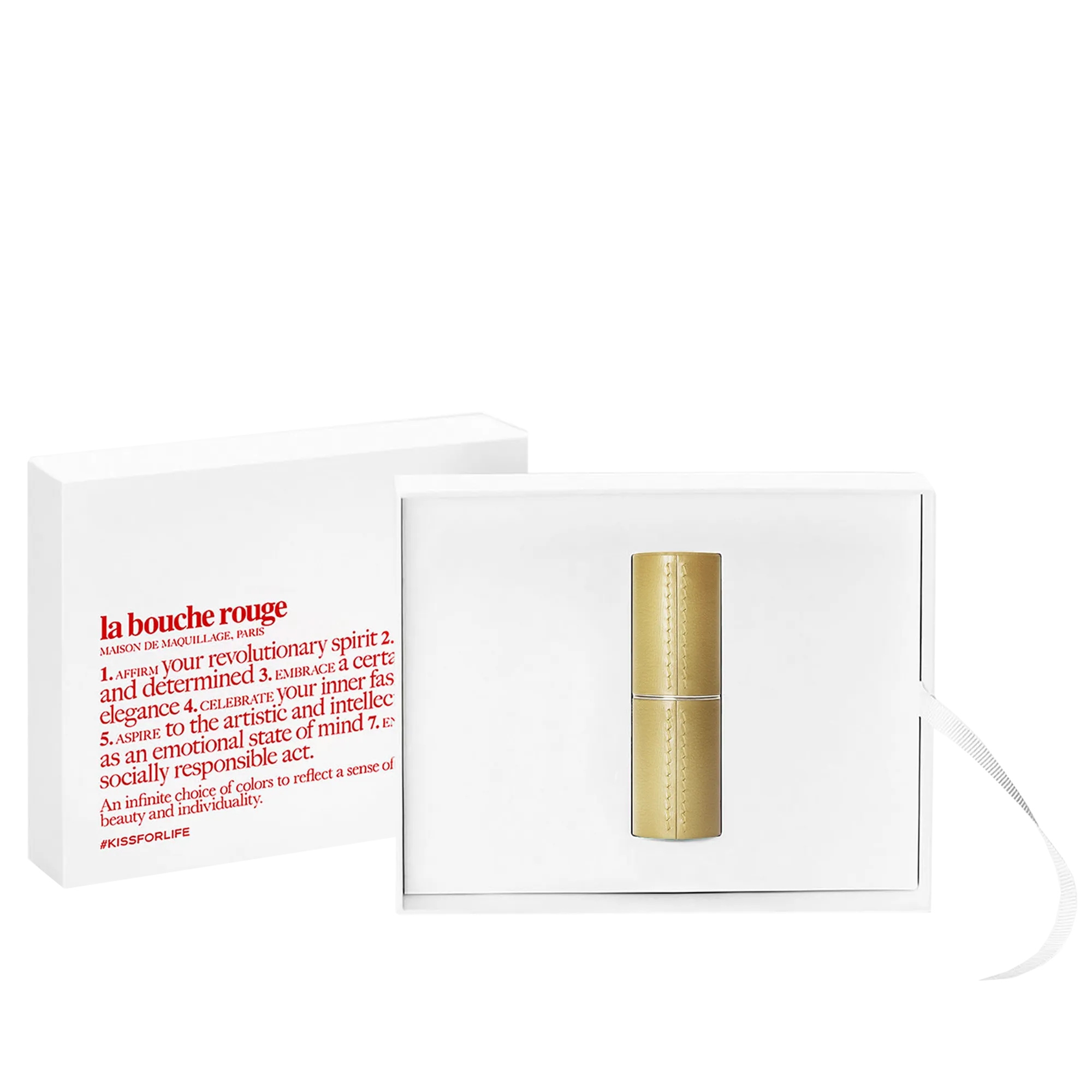 Refillable Gold fine leather lipstick case