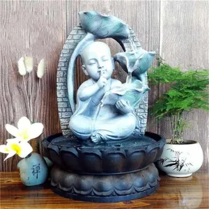 Relaxing Monk and Buddha Fountain