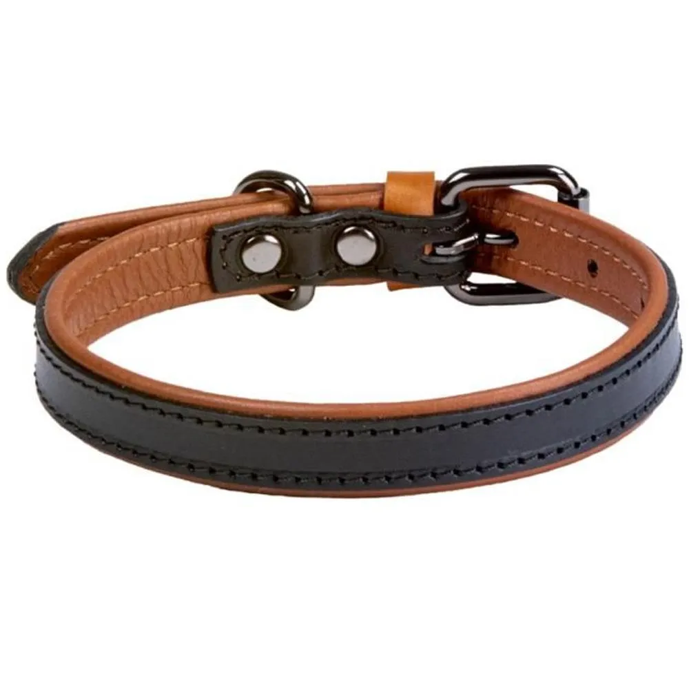 Rukka Pets Dual Black Leather Dog Collar