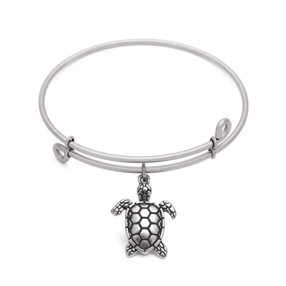 Sea Turtle, Bangle Antique Silver Color Finish