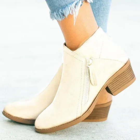 Side-Zip Block Heel Ankle Boots