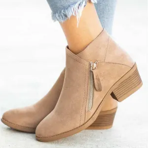 Side-Zip Block Heel Ankle Boots