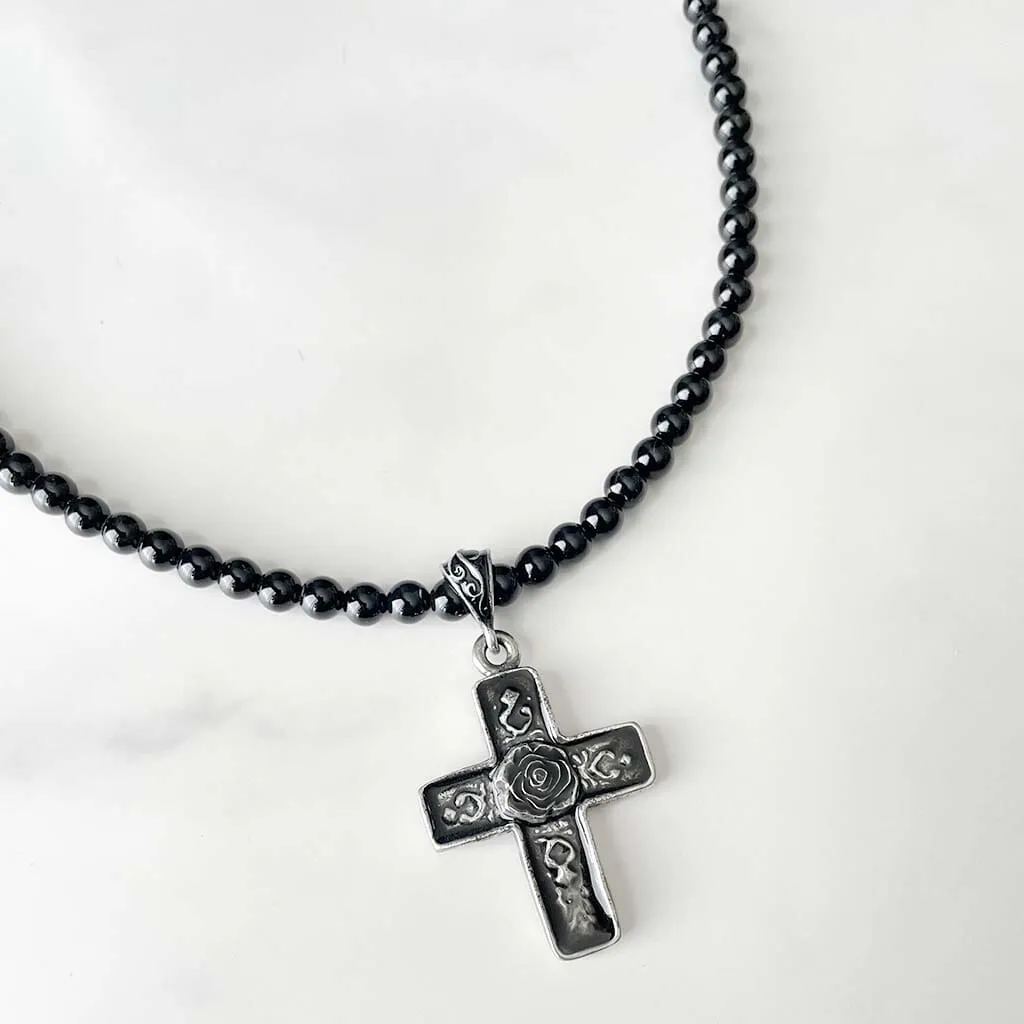Spanish Rose Cross Necklace