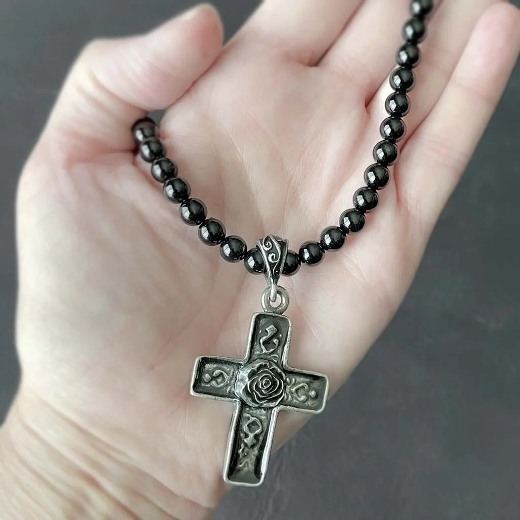 Spanish Rose Cross Necklace