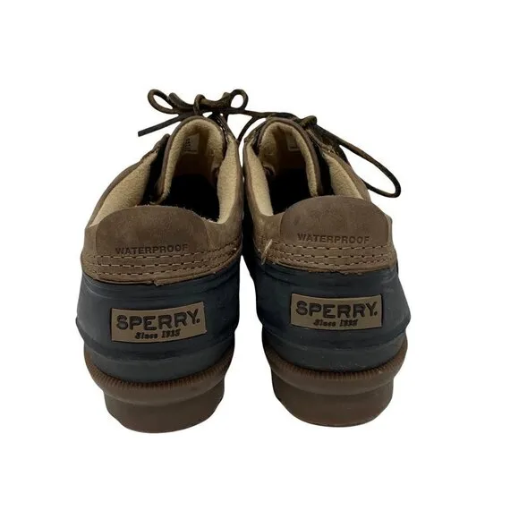 Sperry Top-Sider Mens Decoy Rain Boots Brown Black Leather Moc Toe Lace Up 9.5 M