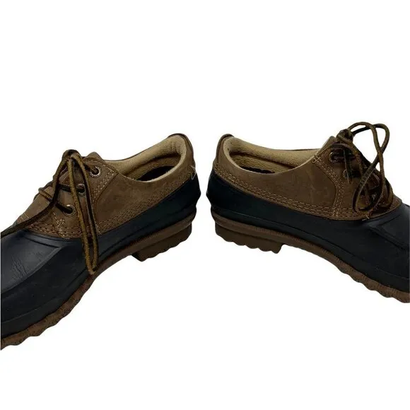 Sperry Top-Sider Mens Decoy Rain Boots Brown Black Leather Moc Toe Lace Up 9.5 M