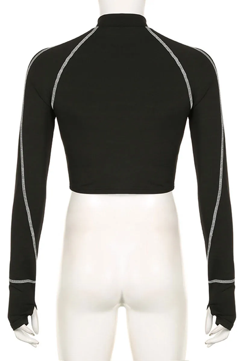 TG0540 Thumb Sleeve Crop Shirt