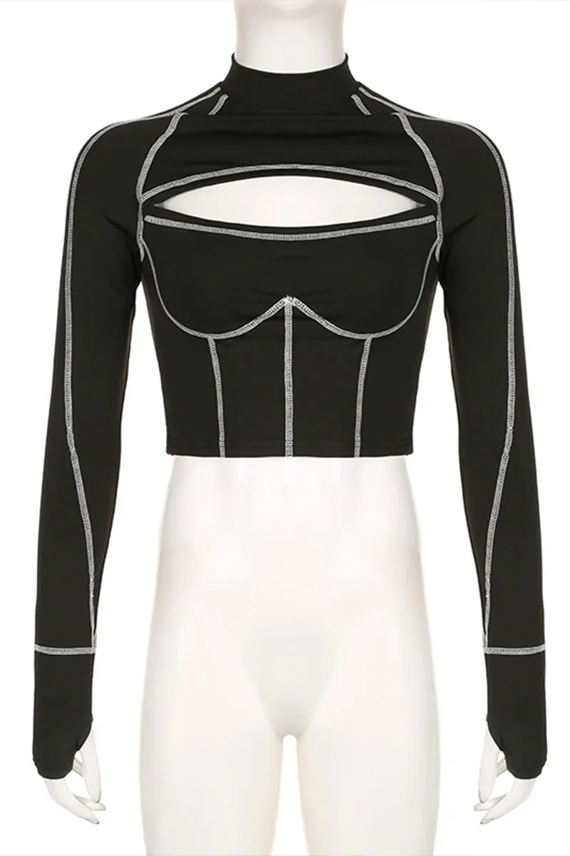 TG0540 Thumb Sleeve Crop Shirt