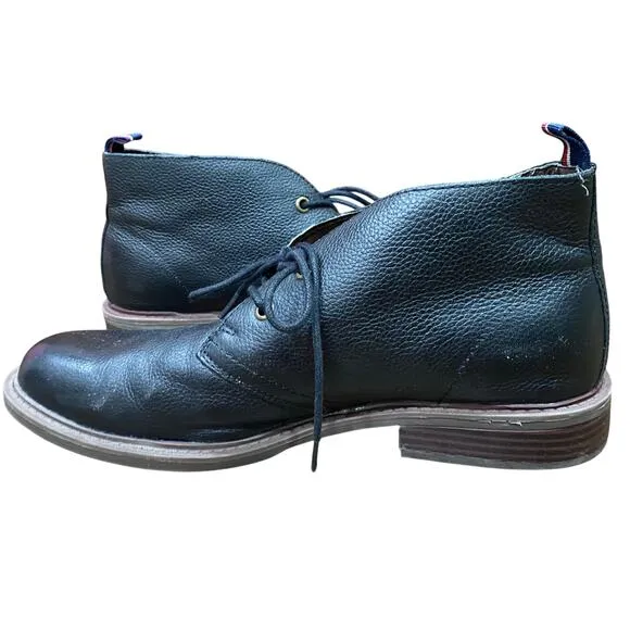 Tommy Hilfiger Chukka Boots Men’s Shoe Size 9 Black Leather Lace Up Ankle Boots