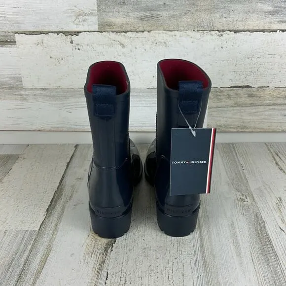 Tommy Hilfiger womens sz 5 navy blue ankle rain boots new