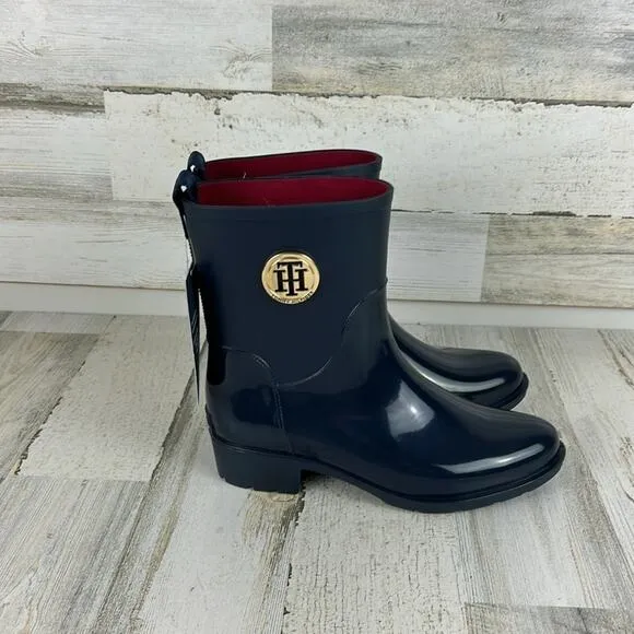 Tommy Hilfiger womens sz 5 navy blue ankle rain boots new