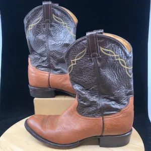Tony Lama #2023 Shrunken Shoulder Brown Leather Cowboy Boots Sz 10 D