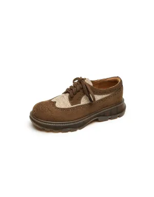 Two-tone Brogue Style Suede Casual Oxford Shoes