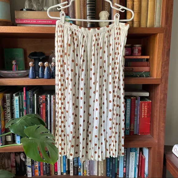 Vintage polka dot skirt set brown cream 70s