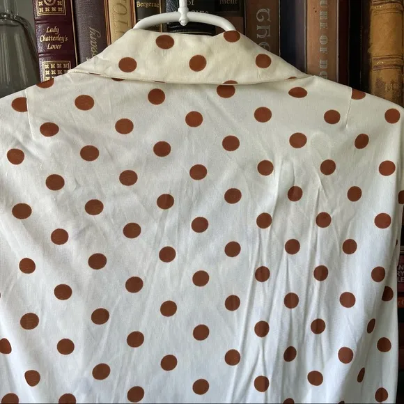 Vintage polka dot skirt set brown cream 70s
