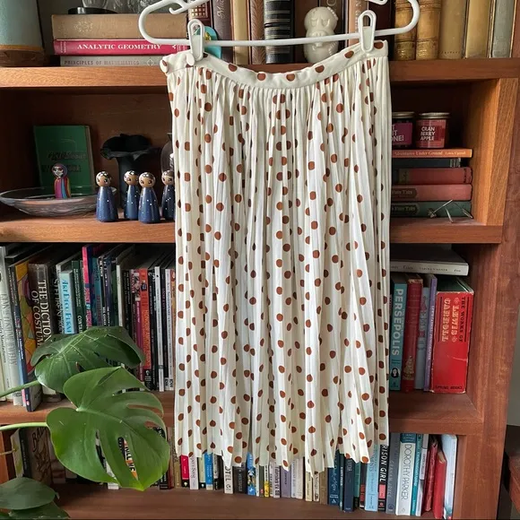 Vintage polka dot skirt set brown cream 70s
