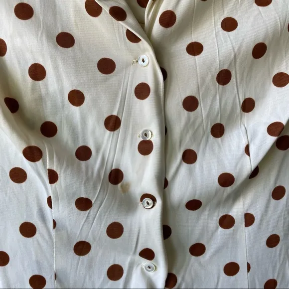 Vintage polka dot skirt set brown cream 70s