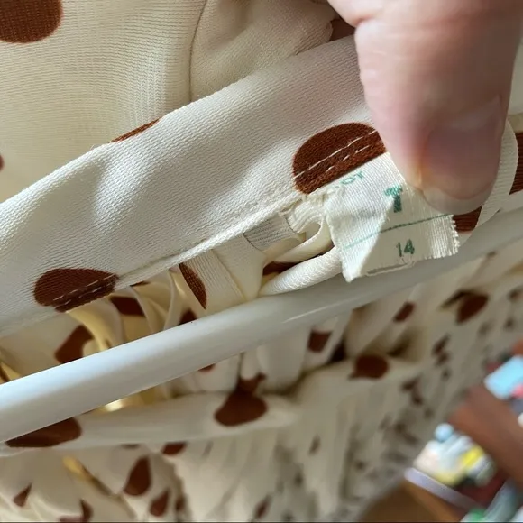 Vintage polka dot skirt set brown cream 70s