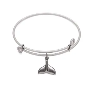 Whale Tail, Bangle Antique Silver Color Finish