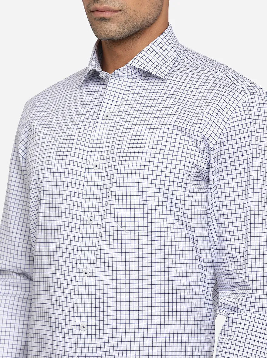 White & Blue Checked Regular Fit Formal Shirt | JadeBlue