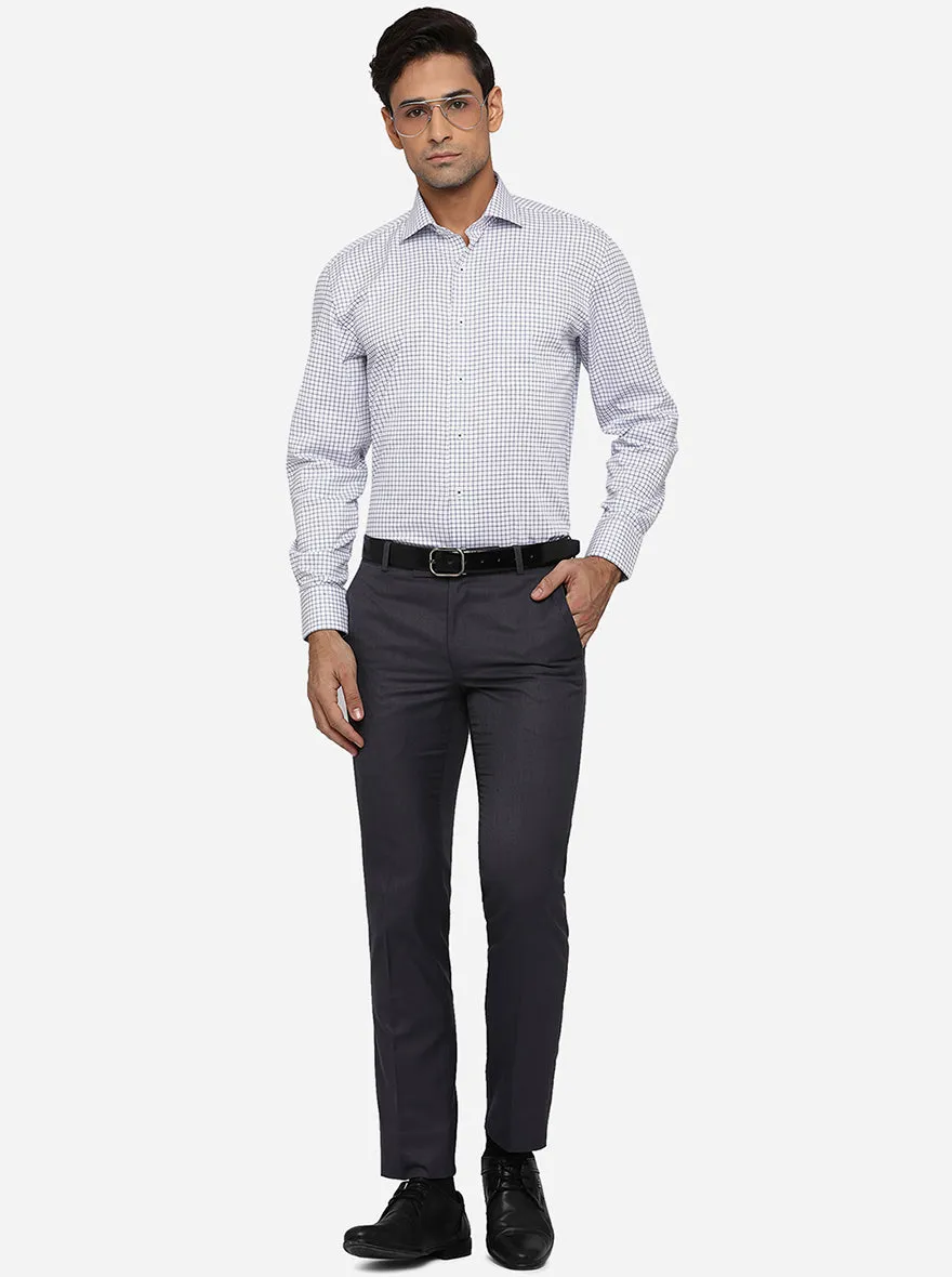 White & Blue Checked Regular Fit Formal Shirt | JadeBlue