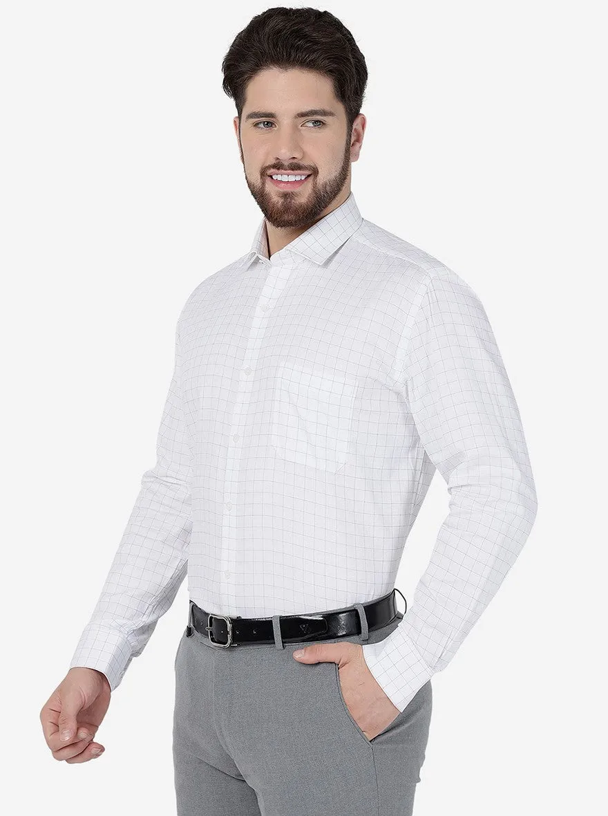 White Checked Regular Fit Formal Shirt | JadeBlue