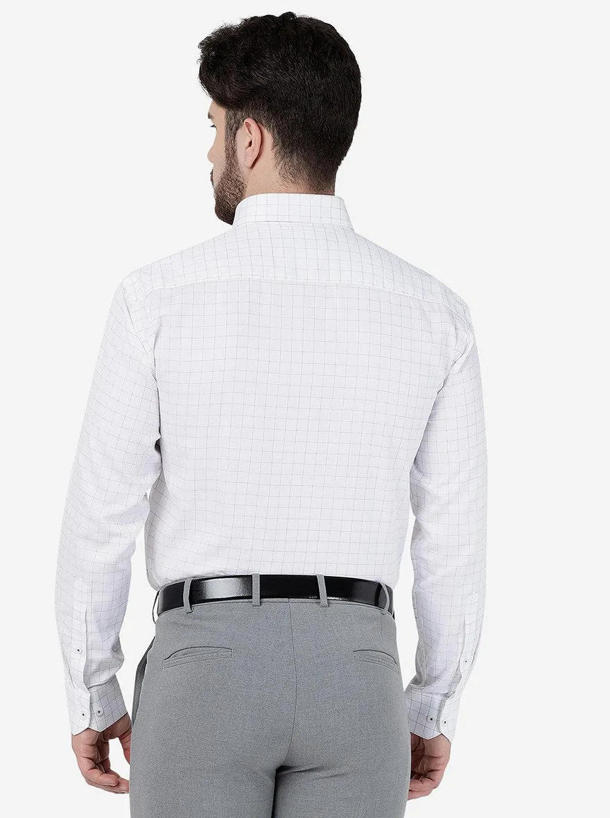White Checked Regular Fit Formal Shirt | JadeBlue