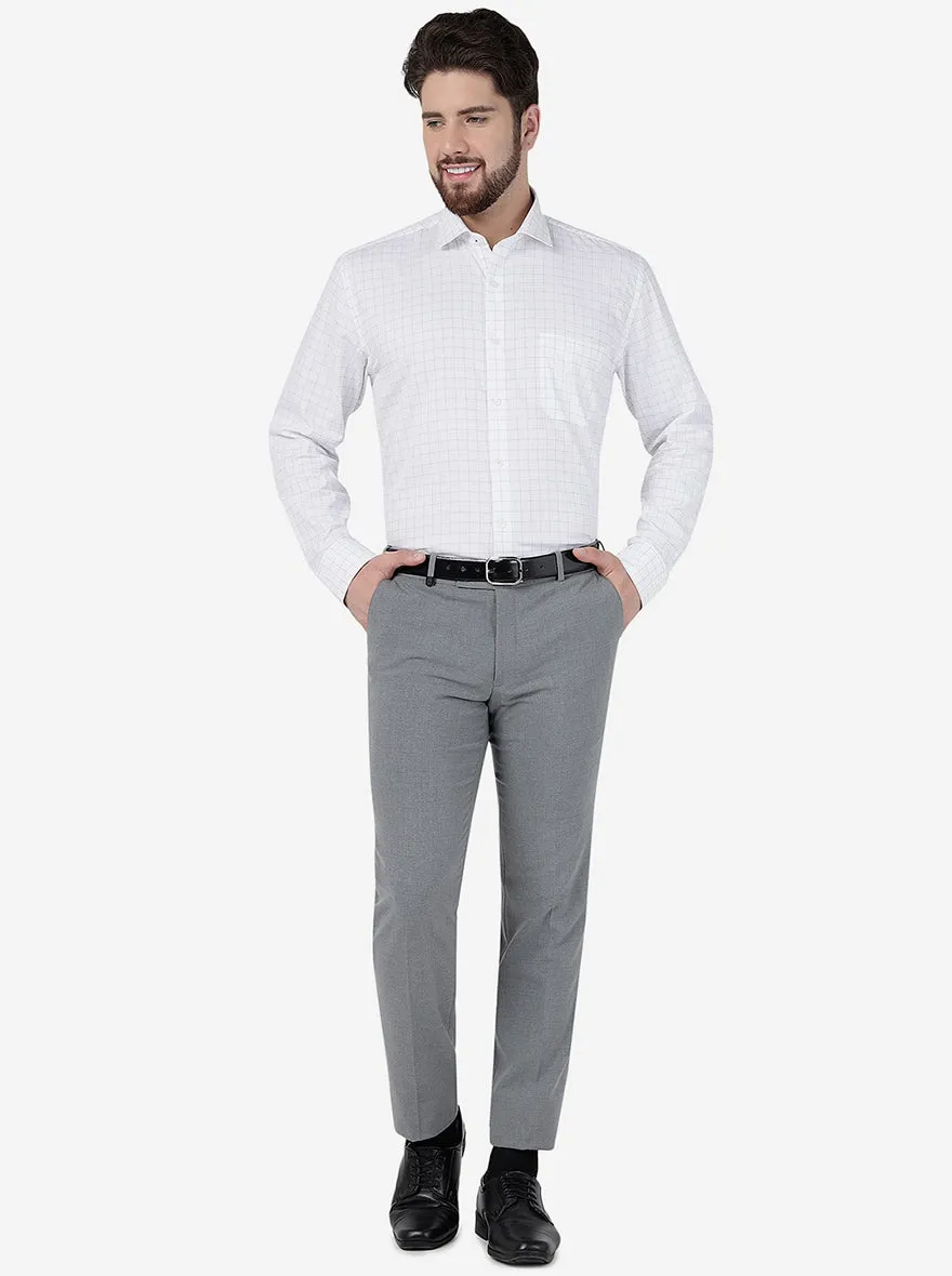 White Checked Regular Fit Formal Shirt | JadeBlue