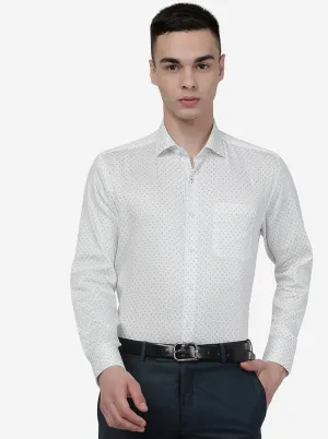 White Printed Regular Fit Formal Shirt | JadeBlue