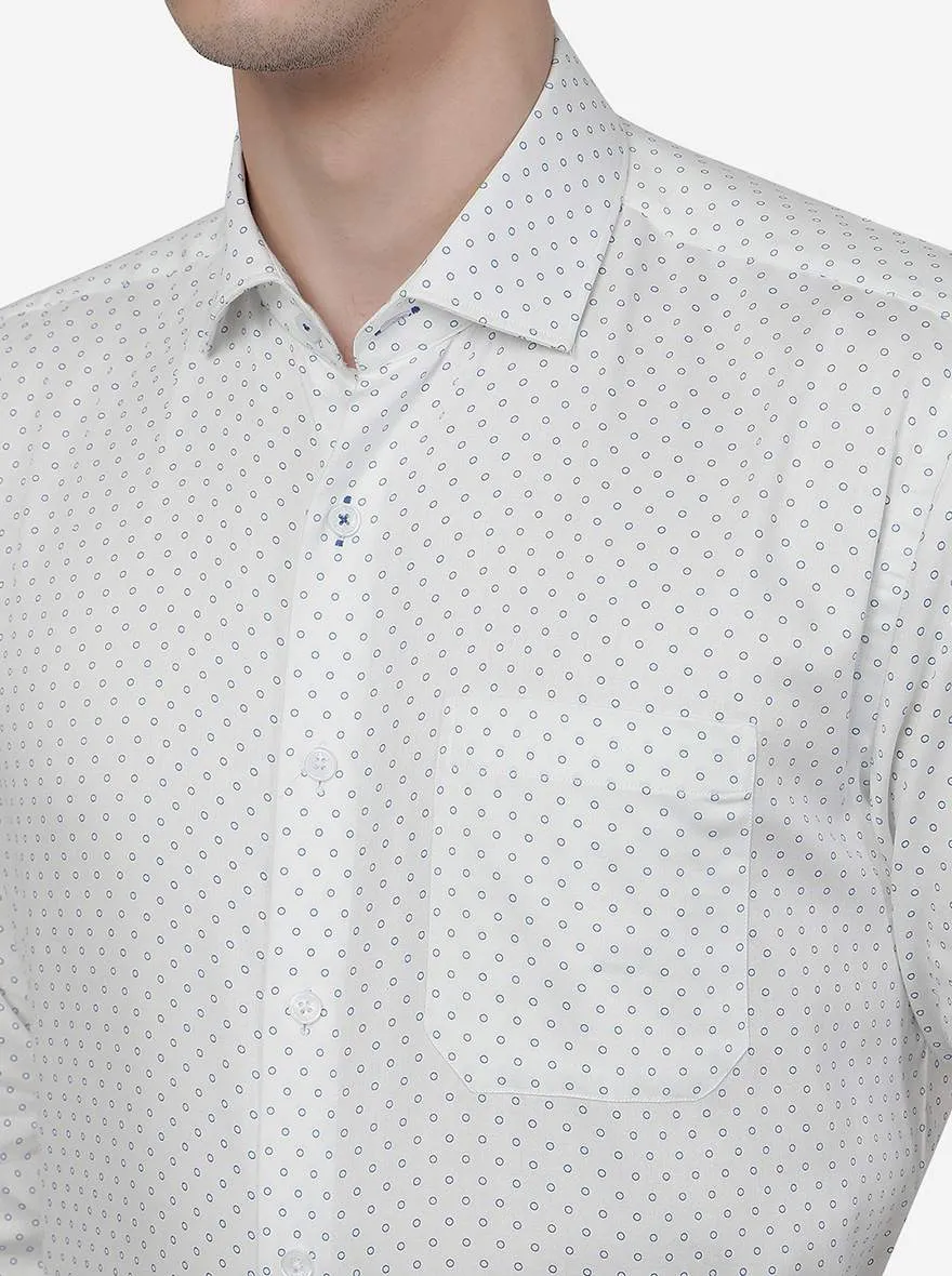 White Printed Regular Fit Formal Shirt | JadeBlue
