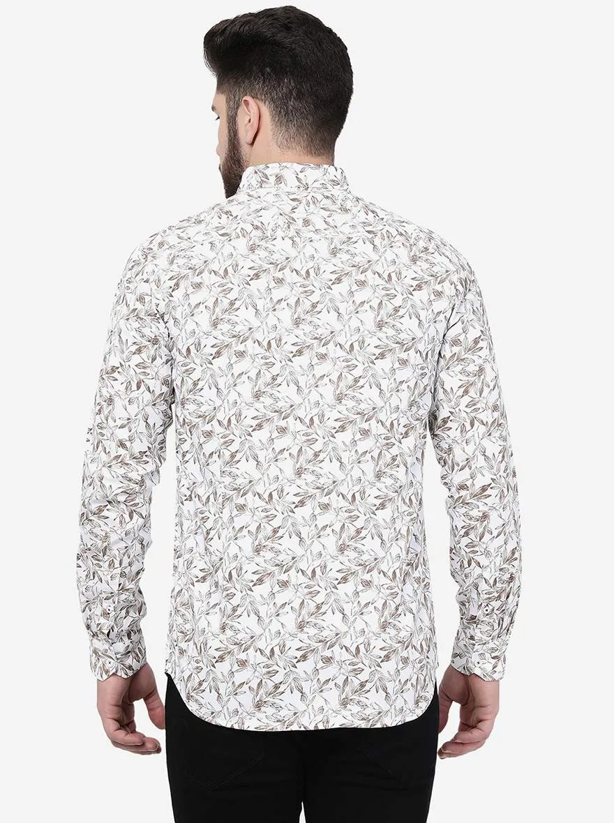 White Printed Slim Fit Casual Shirt | JadeBlue