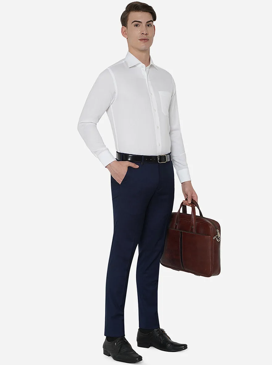 White Solid Slim Fit Formal Shirt | Metal