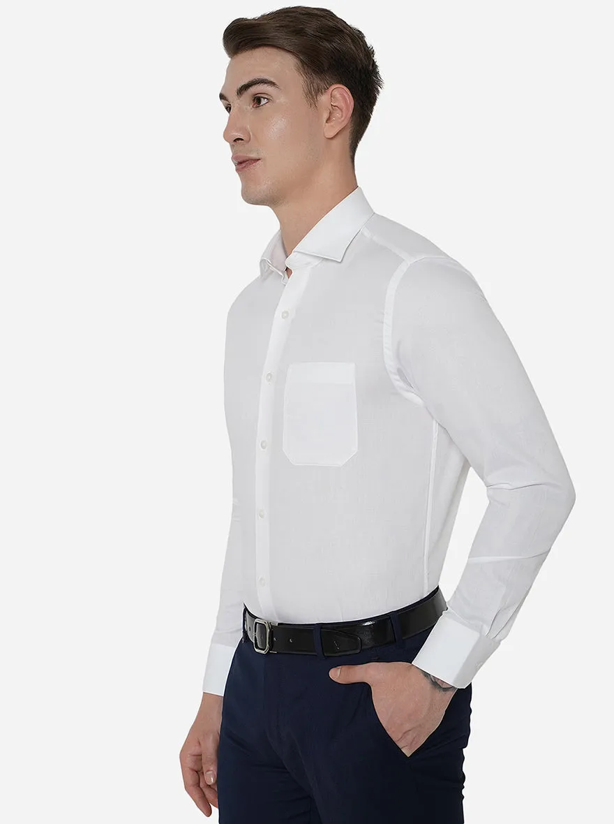 White Solid Slim Fit Formal Shirt | Metal