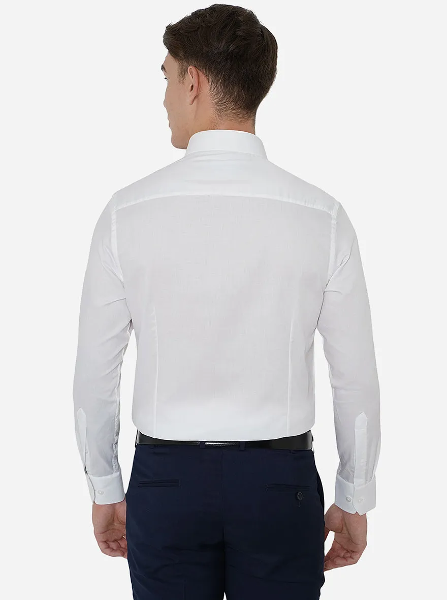White Solid Slim Fit Formal Shirt | Metal