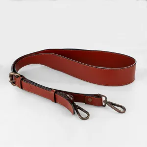 Wide Taper - Antique Brass Hardware and Italian Leather Cognac Shoulder Strap