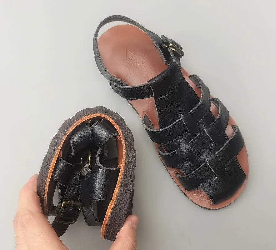 Women Summer Breathable Leather Sandals Woven Shoes
