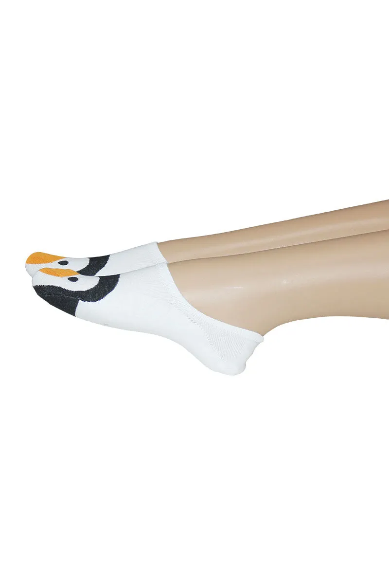 YM51 12 Pairs Cotton Blend, Made in Korea Penguins No Show Foot Liners