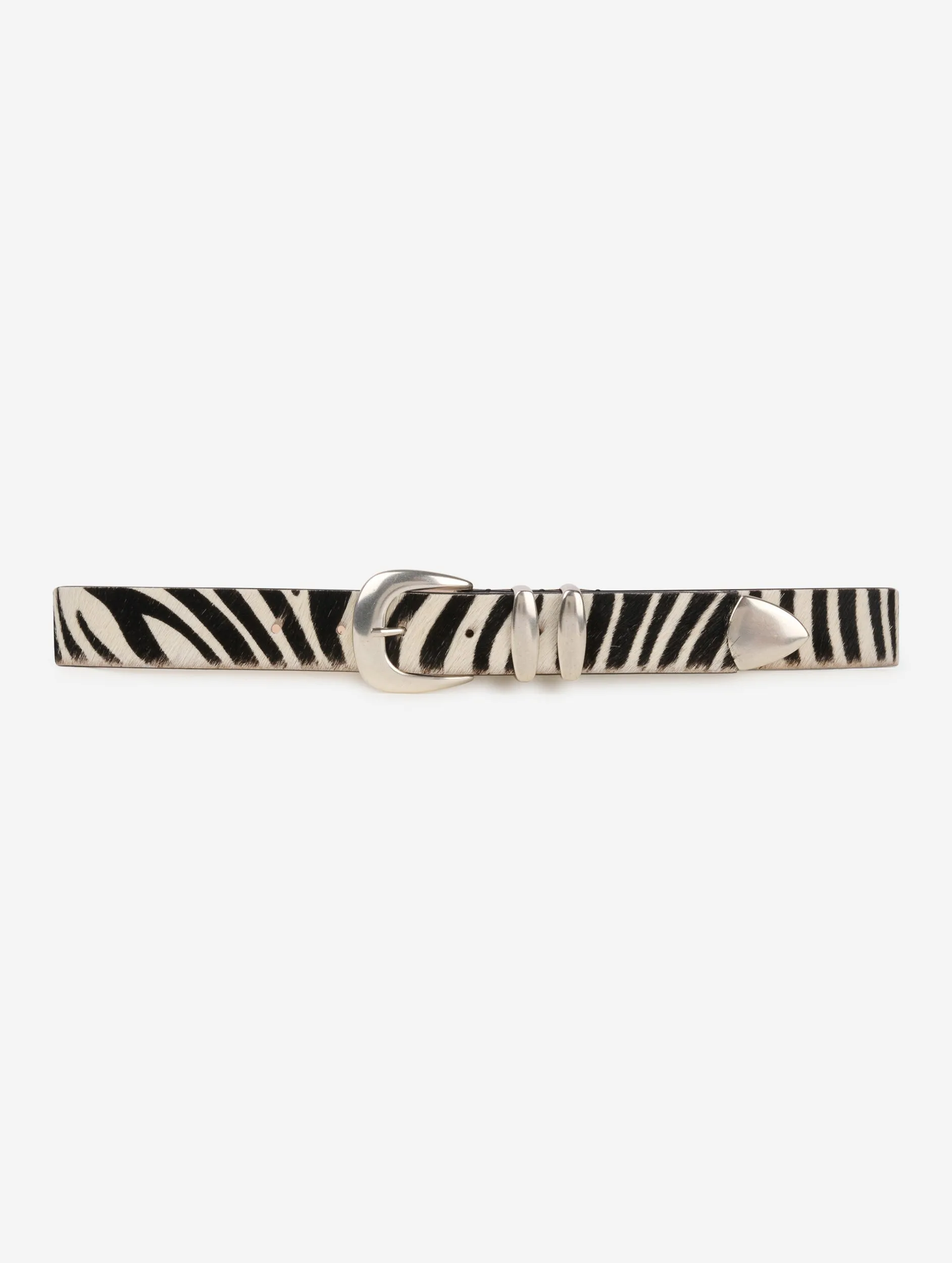 Zebra print calf hair leather belt
